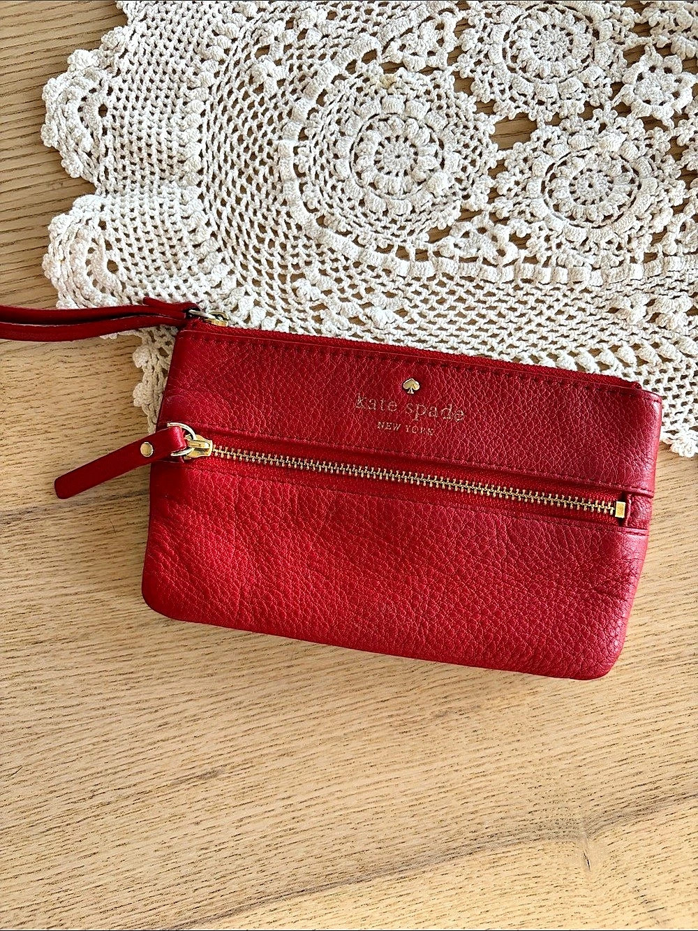 Kate Spade Red Leather Wristlet